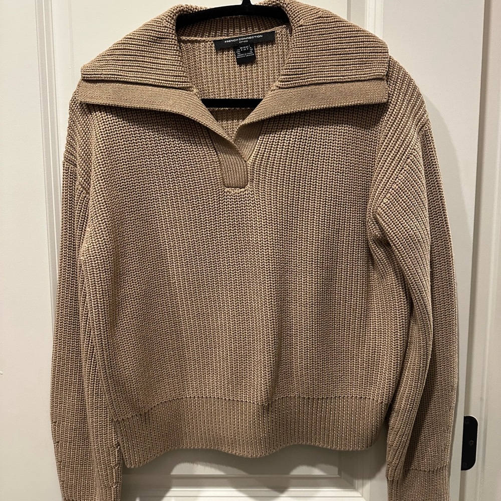 French Connection Beige Cowl Neck Sweater